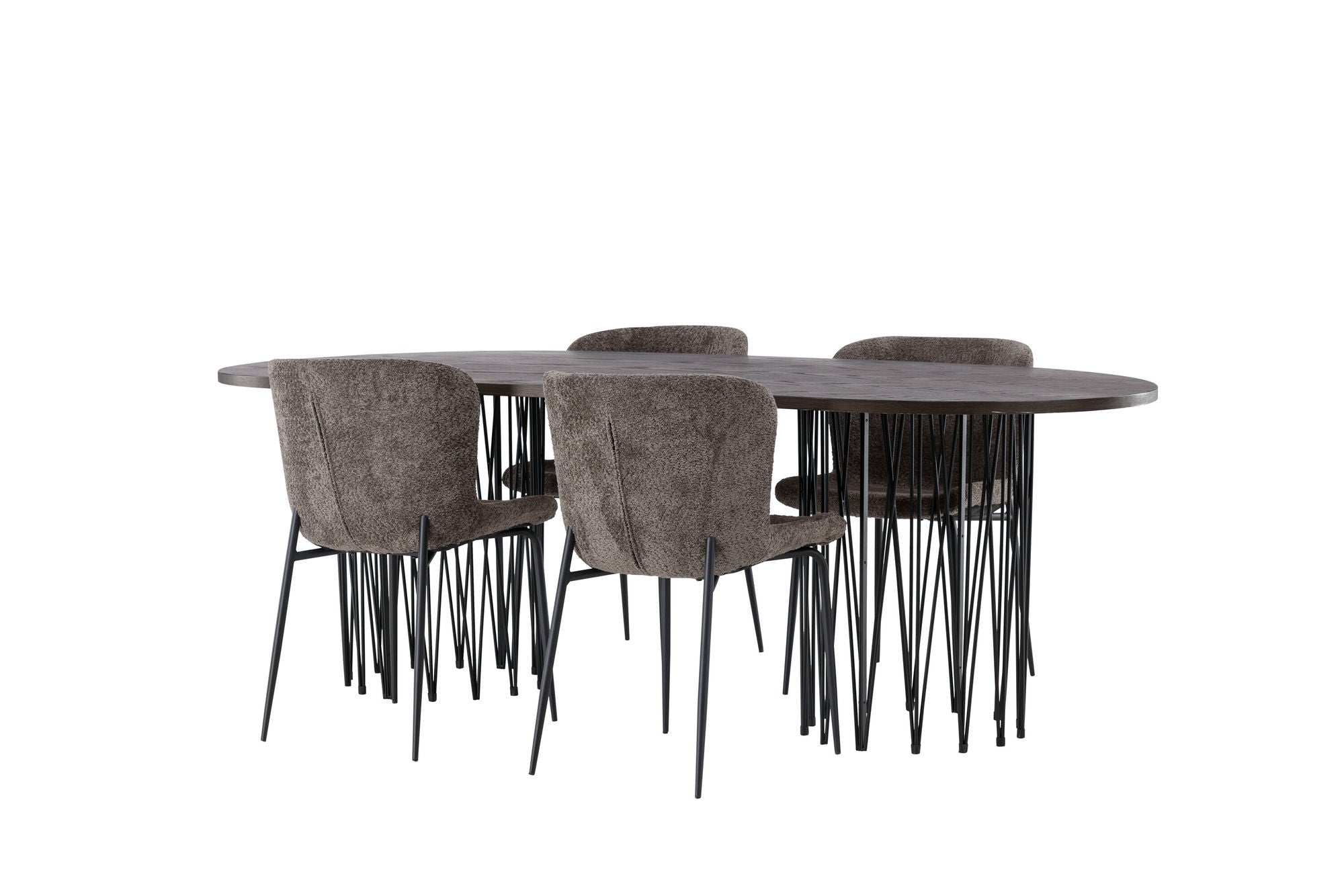 Venture Home Stone oval spisebord - Black / Mocca Veneer +Modesto Spisebordsstol - Grey / Smoked Black Boucle _4