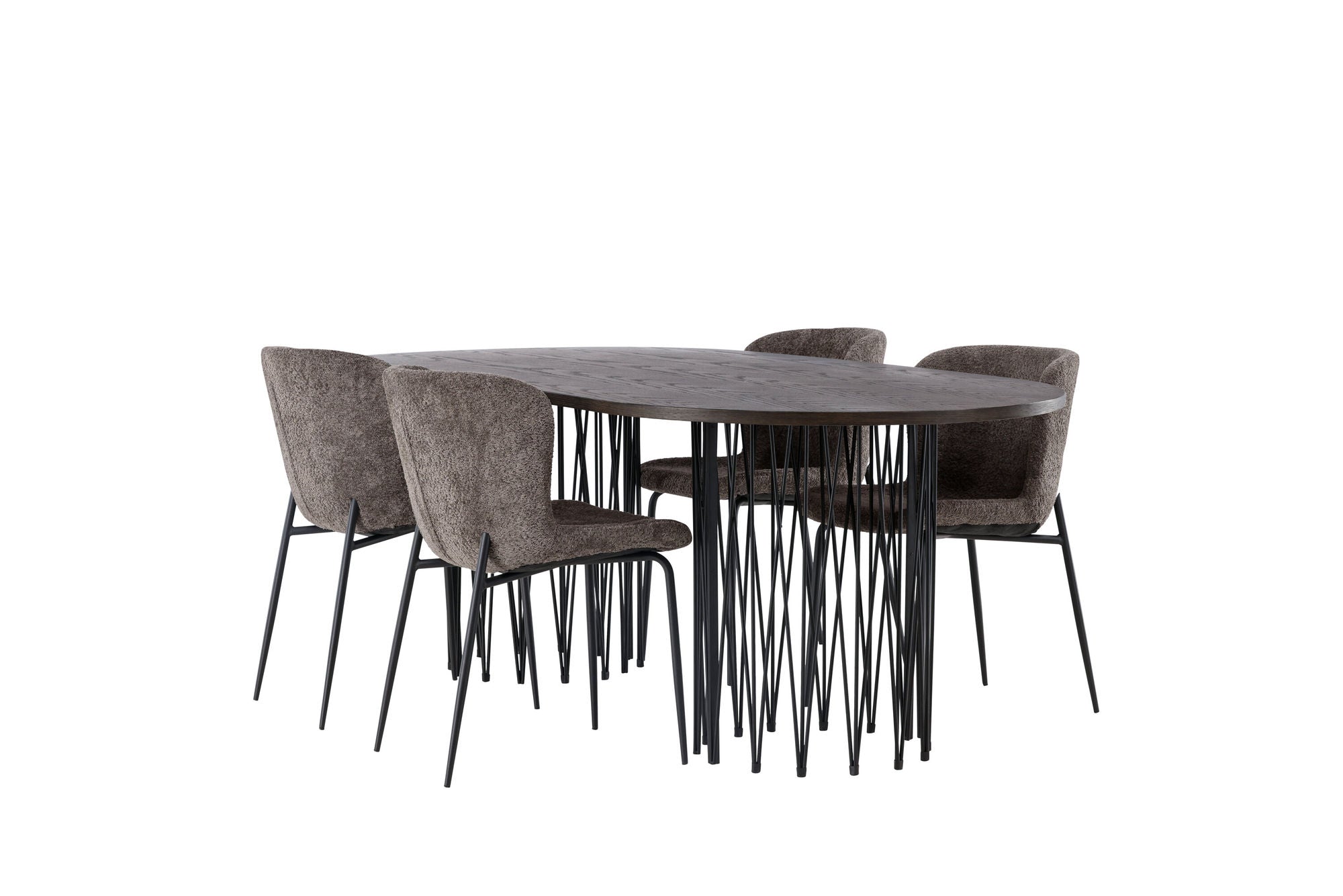 Venture Home Stone oval spisebord - Black / Mocca Veneer +Modesto Spisebordsstol - Grey / Smoked Black Boucle _4