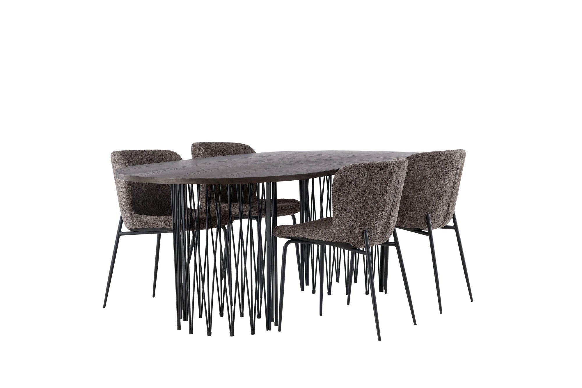 Venture Home Stone oval spisebord - Black / Mocca Veneer +Modesto Spisebordsstol - Grey / Smoked Black Boucle _4