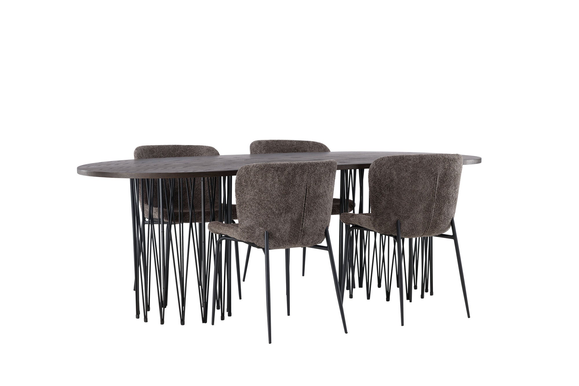 Venture Home Stone oval spisebord - Black / Mocca Veneer +Modesto Spisebordsstol - Grey / Smoked Black Boucle _4