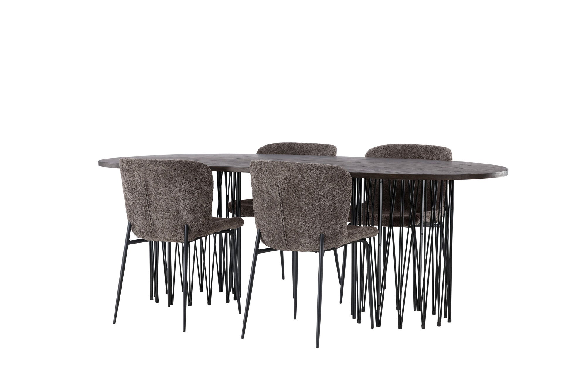Venture Home Stone oval spisebord - Black / Mocca Veneer +Modesto Spisebordsstol - Grey / Smoked Black Boucle _4