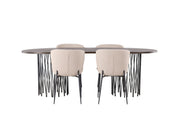 Venture Home Stone oval spisebord - Black / Mocca Veneer +Modesto Spisebordsstol - Beige / Beige Boucle _4