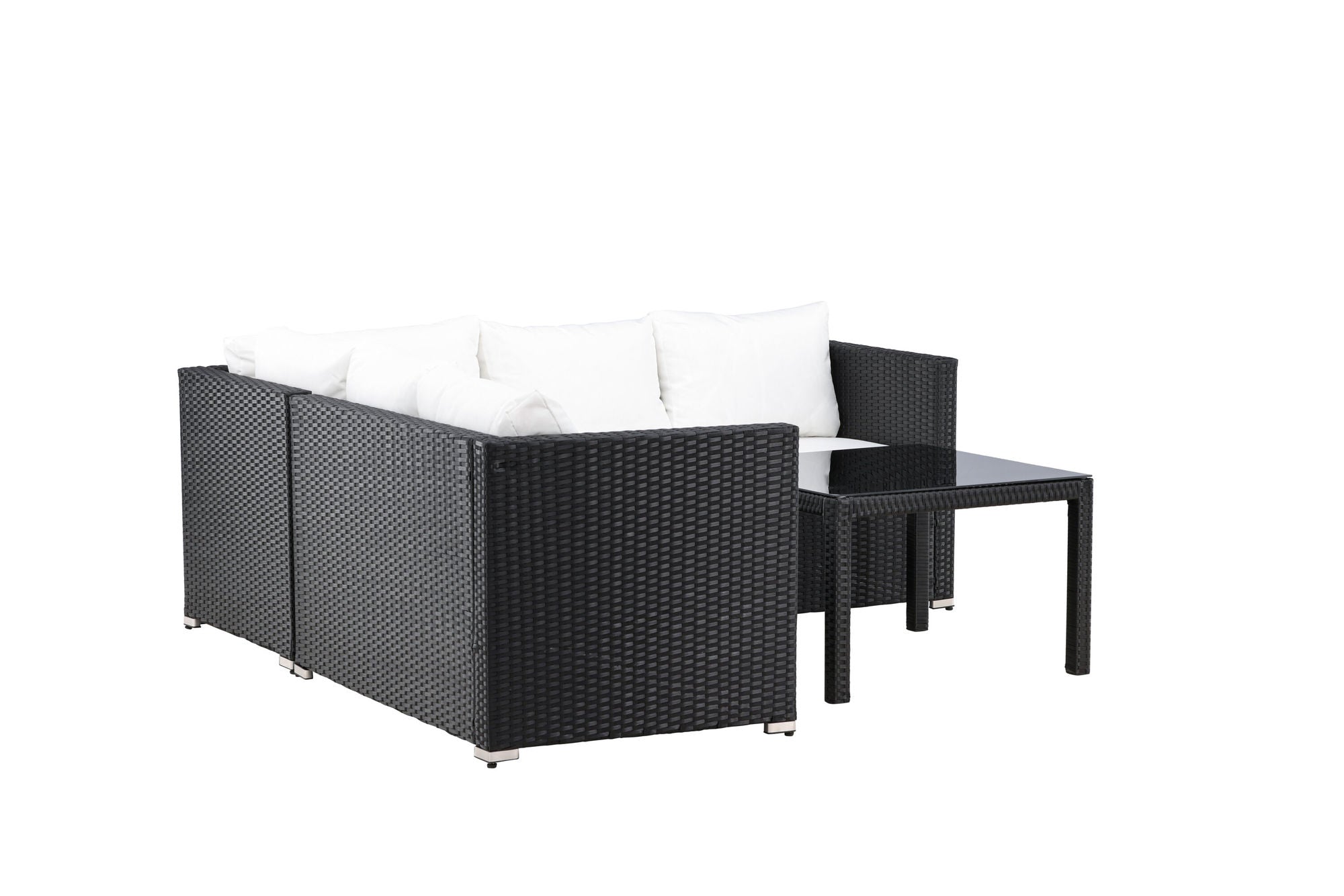 Venture Home Kuba Sofa Set - Black Wicker White Cushion