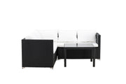 Venture Home Kuba Sofa Set - Black Wicker White Cushion