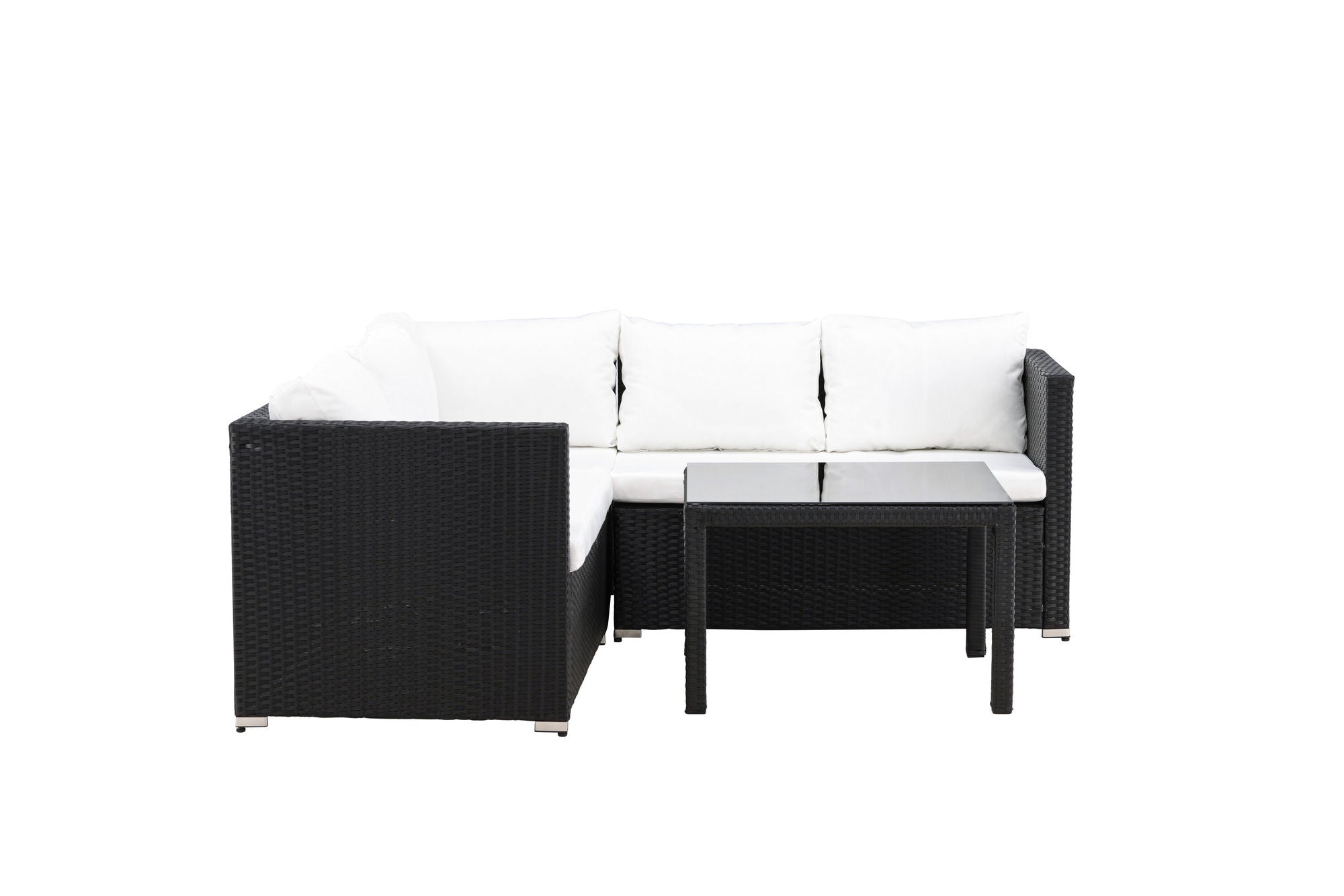 Venture Home Kuba Sofa Set - Black Wicker White Cushion