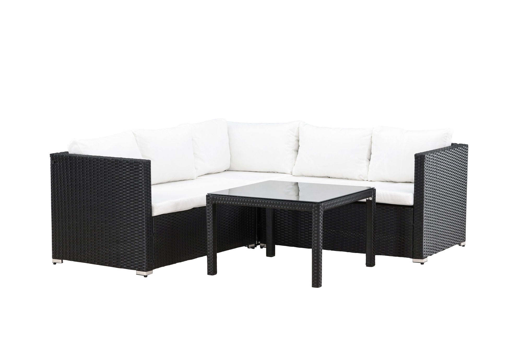 Venture Home Kuba Sofa Set - Black Wicker White Cushion