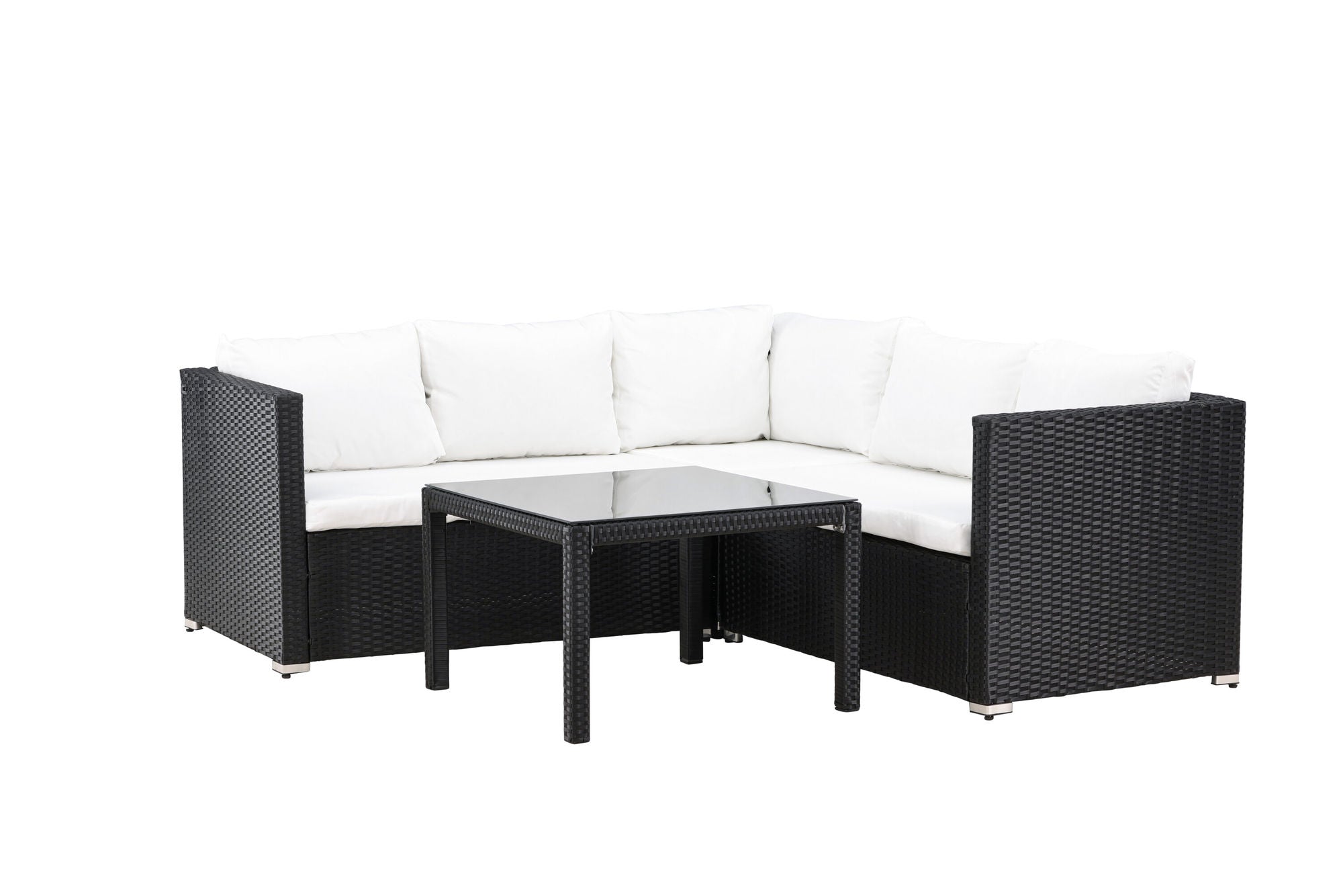 Venture Home Kuba Sofa Set - Black Wicker White Cushion