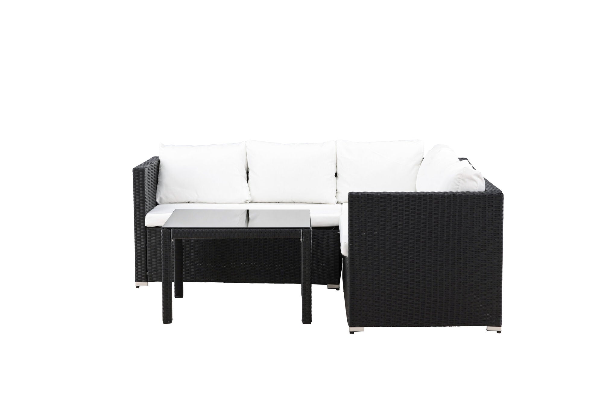 Venture Home Kuba Sofa Set - Black Wicker White Cushion