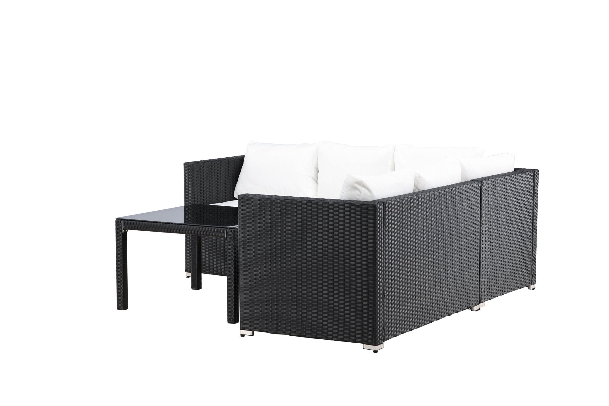 Venture Home Kuba Sofa Set - Black Wicker White Cushion