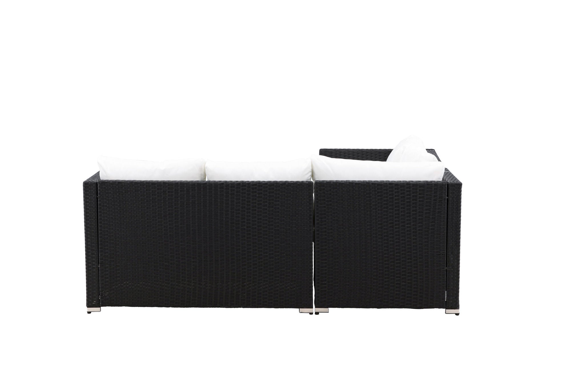 Venture Home Kuba Sofa Set - Black Wicker White Cushion