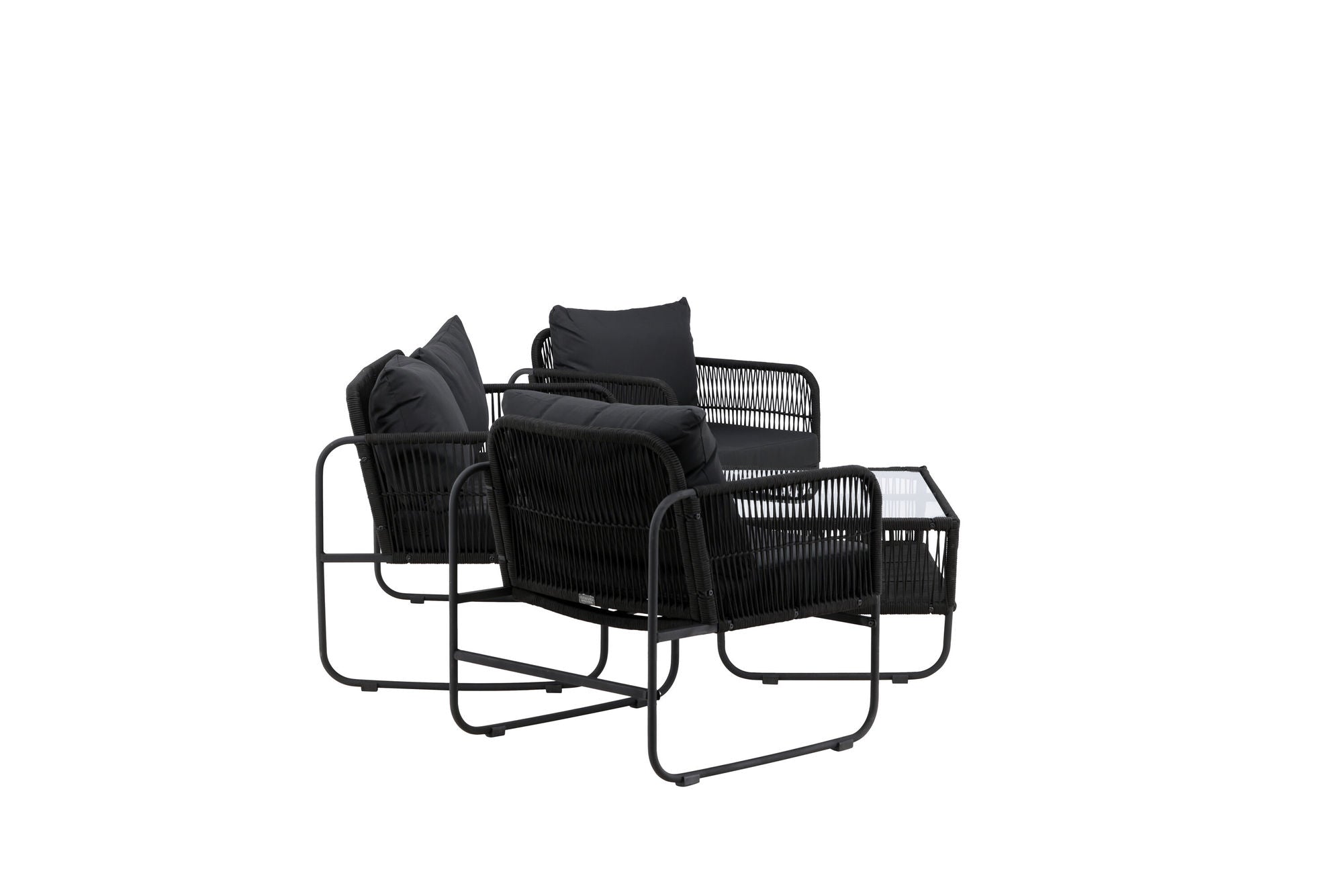 Venture Home Utah Lounge set - Black - Black rope (two seater + 2 one seater + bord)