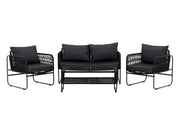 Venture Home Utah Lounge set - Black - Black rope (two seater + 2 one seater + bord)