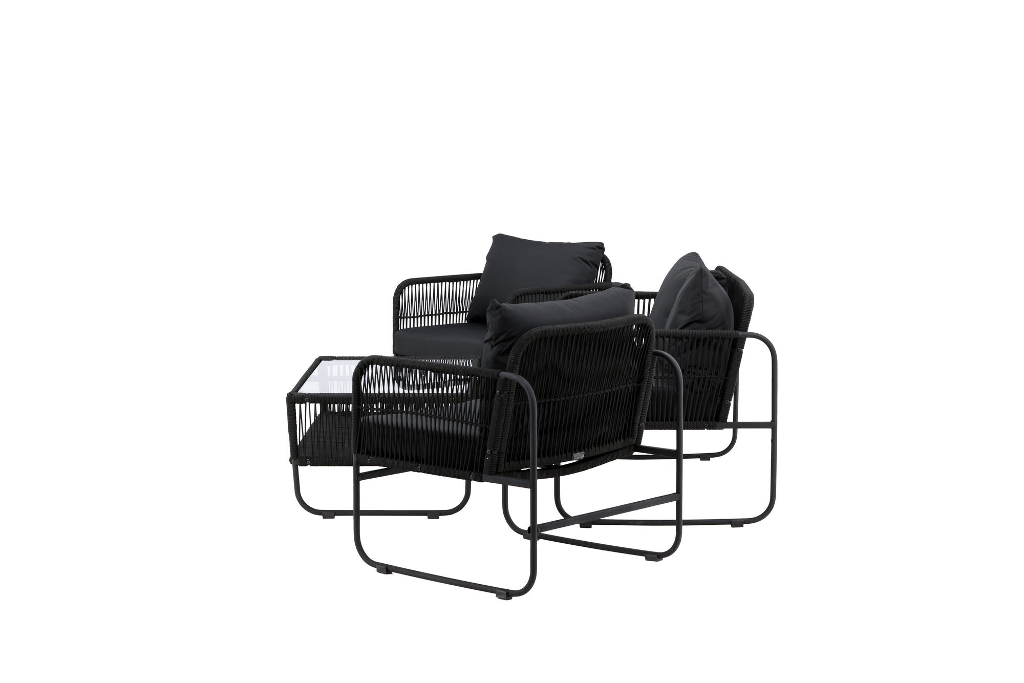 Venture Home Utah Lounge set - Black - Black rope (two seater + 2 one seater + bord)