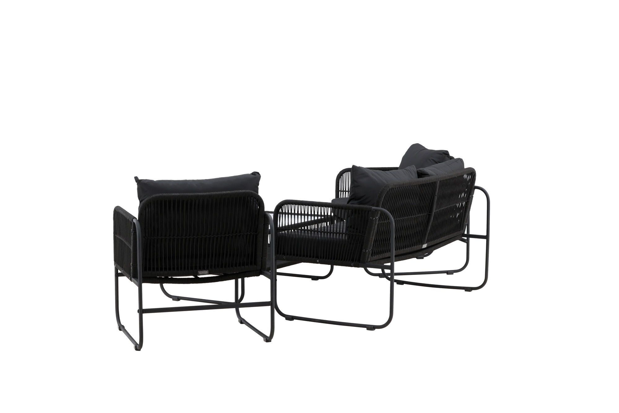 Venture Home Utah Lounge set - Black - Black rope (two seater + 2 one seater + bord)