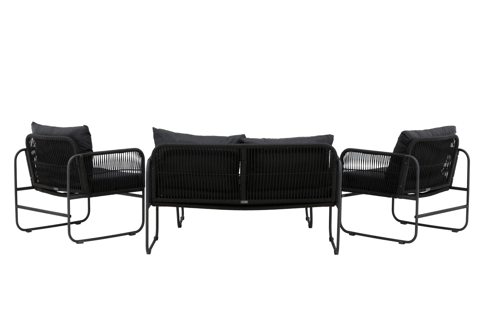 Venture Home Utah Lounge set - Black - Black rope (two seater + 2 one seater + bord)