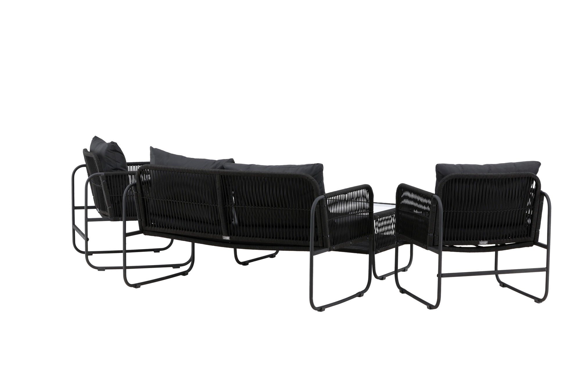 Venture Home Utah Lounge set - Black - Black rope (two seater + 2 one seater + bord)