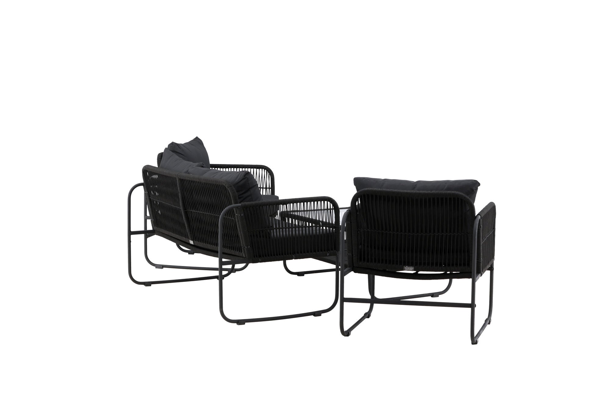 Venture Home Utah Lounge set - Black - Black rope (two seater + 2 one seater + bord)