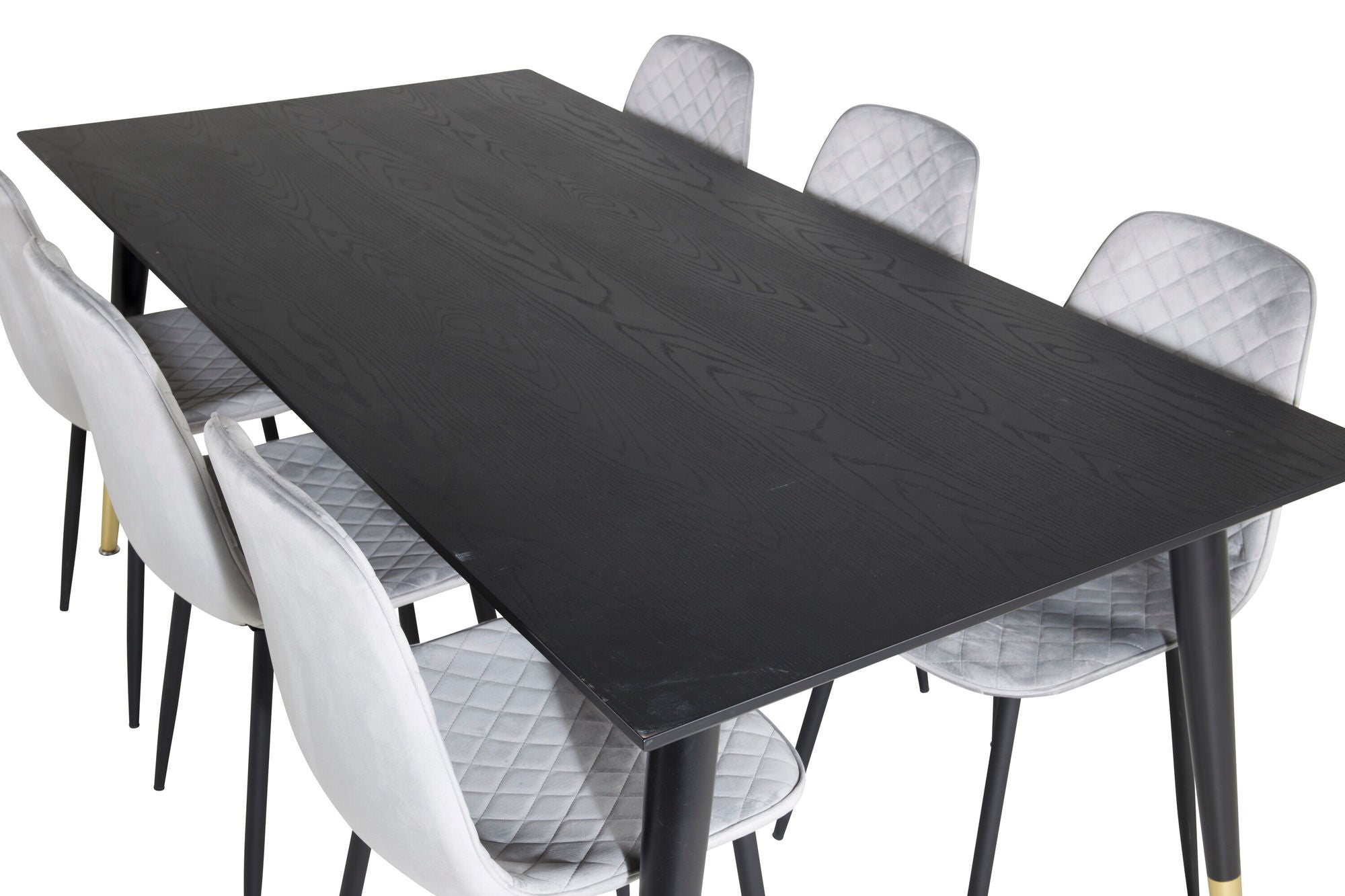 Venture Home Dipp spisebord - 180*90cm - Black / Black Brass+Polar Diamond Spisebordsstol - Black Legs - Grey Velvet_6