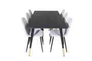 Venture Home Dipp spisebord - 180*90cm - Black / Black Brass+Polar Spisebordsstol - Black Legs - Light Grey Fabric_6