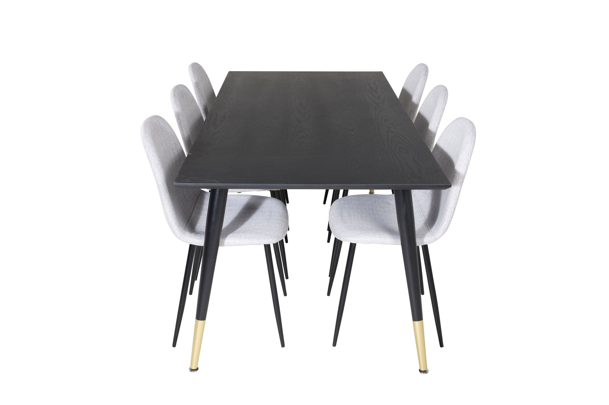 Venture Home Dipp spisebord - 180*90cm - Black / Black Brass+Polar Spisebordsstol - Black Legs - Light Grey Fabric_6