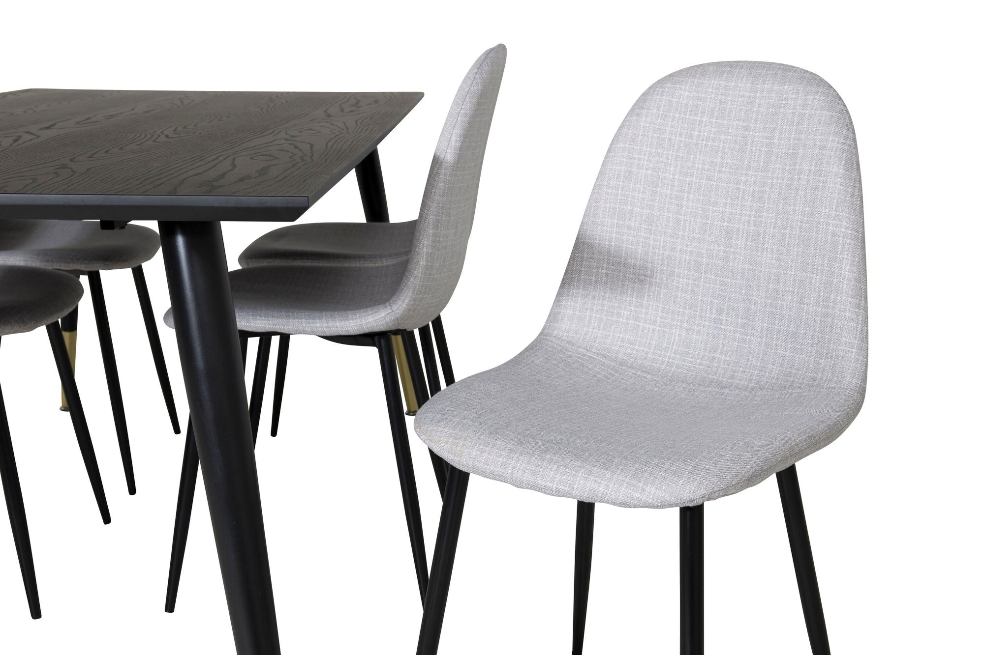 Venture Home Dipp spisebord - 180*90cm - Black / Black Brass+Polar Spisebordsstol - Black Legs - Light Grey Fabric_6