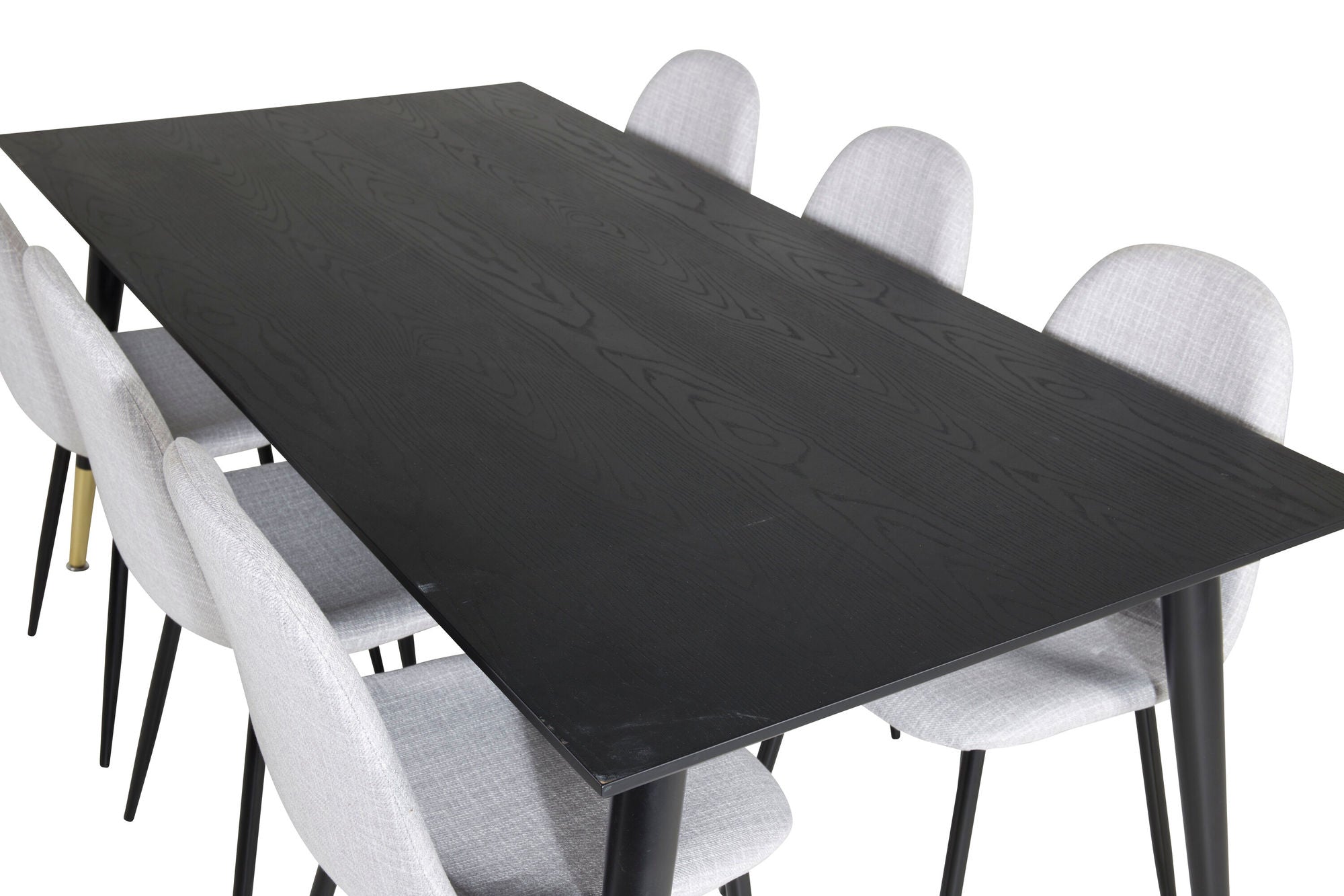 Venture Home Dipp spisebord - 180*90cm - Black / Black Brass+Polar Spisebordsstol - Black Legs - Light Grey Fabric_6