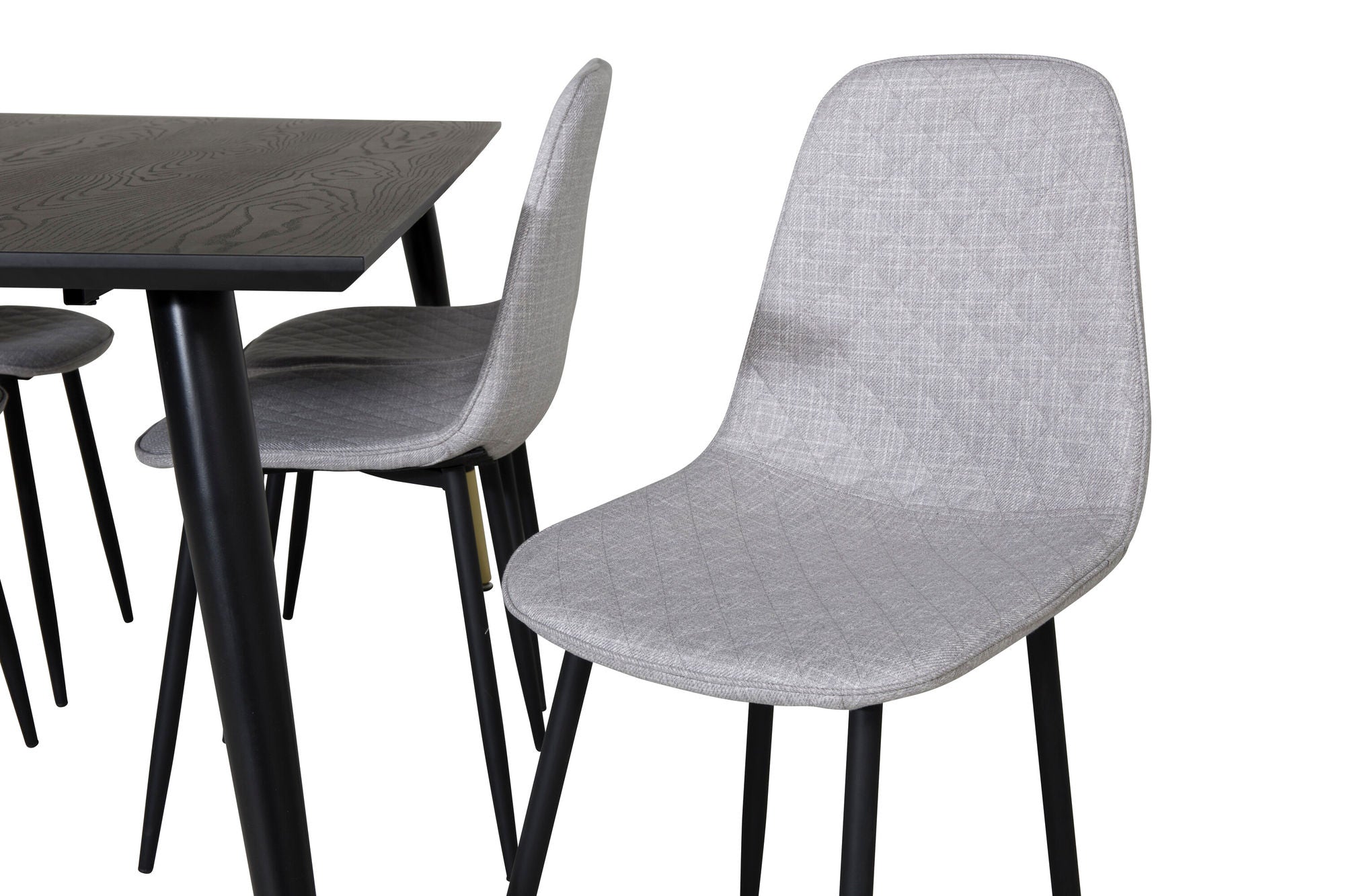 Venture Home Dipp spisebord - 180*90cm - Black / Black Brass+Polar Diamond Spisebordsstol - Black Legs - Grey Fabric_6