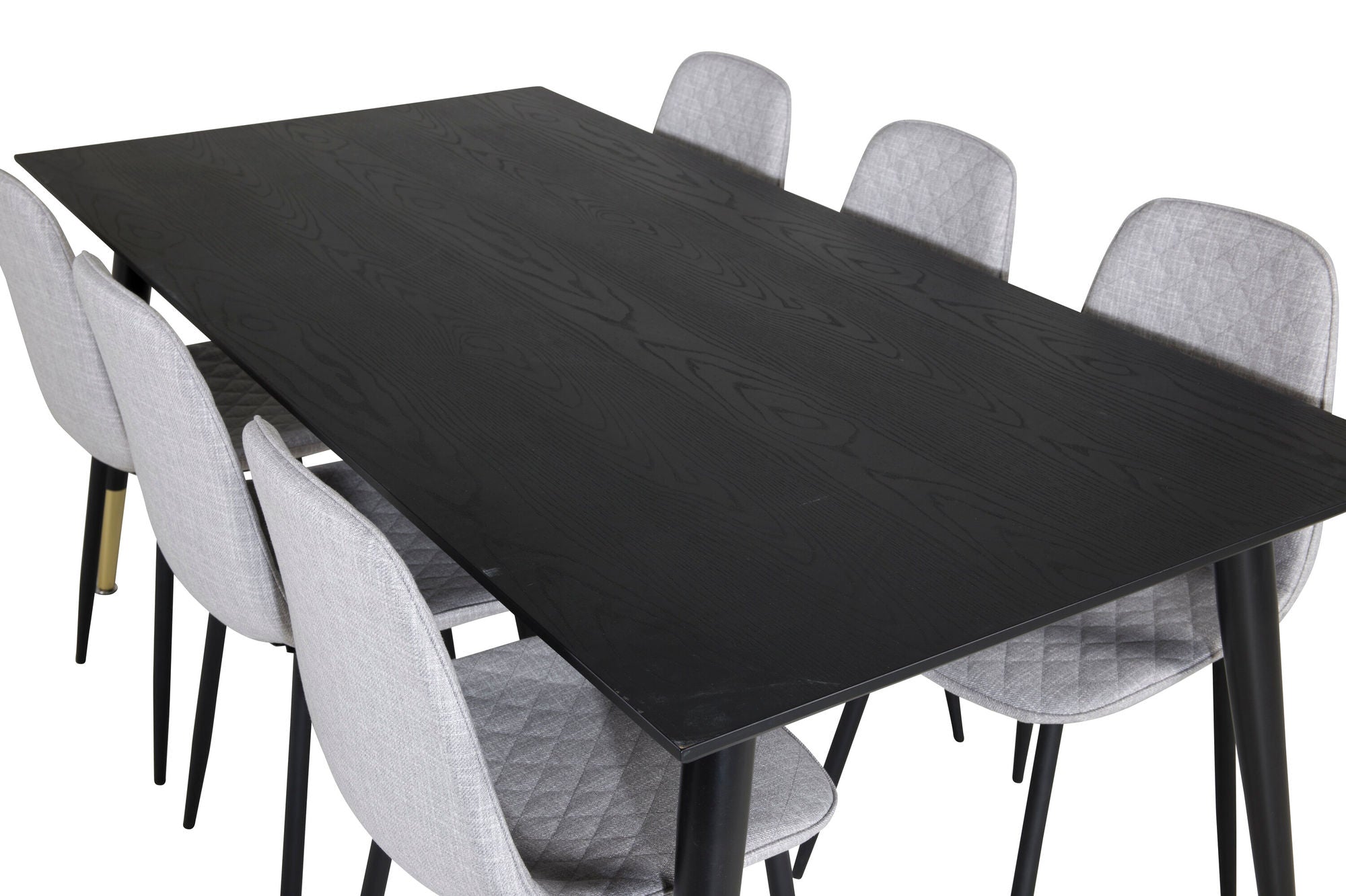 Venture Home Dipp spisebord - 180*90cm - Black / Black Brass+Polar Diamond Spisebordsstol - Black Legs - Grey Fabric_6
