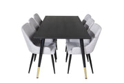 Venture Home Dipp spisebord - 180*90cm - Black / Black Brass+Plaza Dining chair - Black legs - Light Grey Fabric_6
