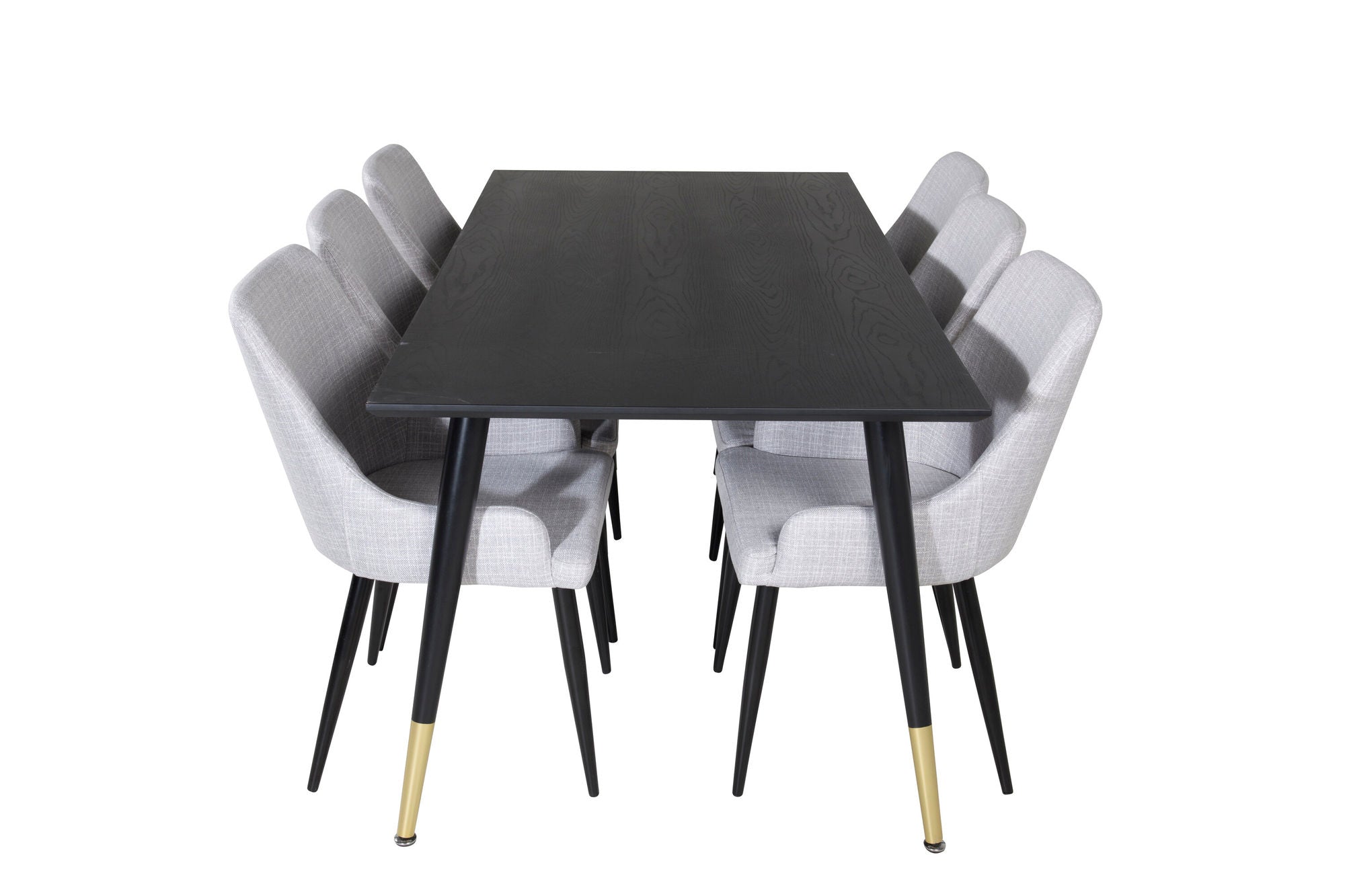 Venture Home Dipp spisebord - 180*90cm - Black / Black Brass+Plaza Dining chair - Black legs - Light Grey Fabric_6