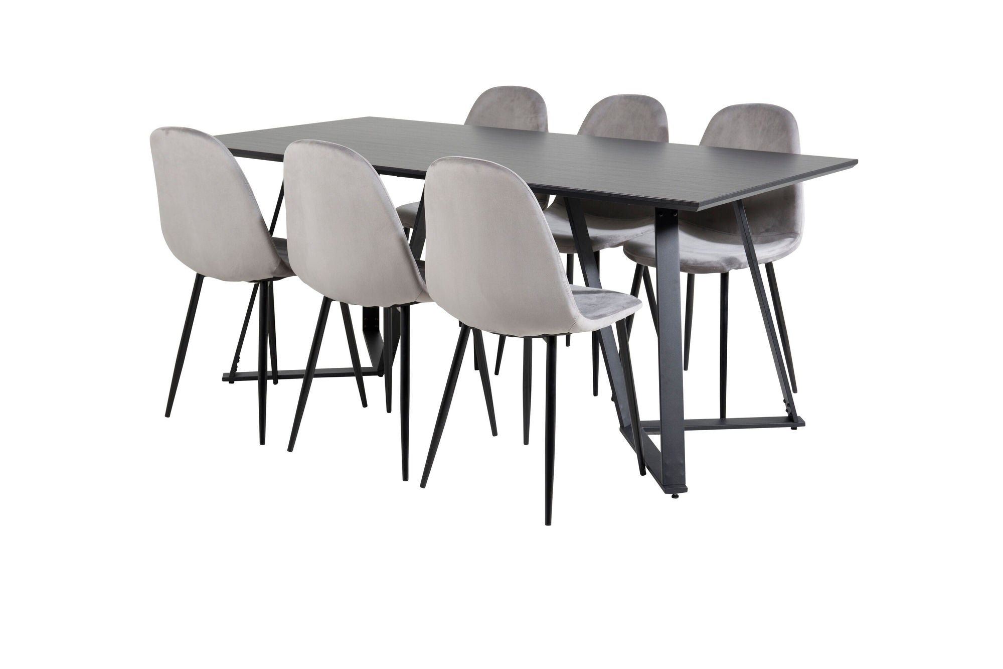 Venture Home Marina spisebord - Black top / Black Legs +Polar Spisebordsstol - Black legs / Light Grey Velvet (ersätter 19902-885)_6