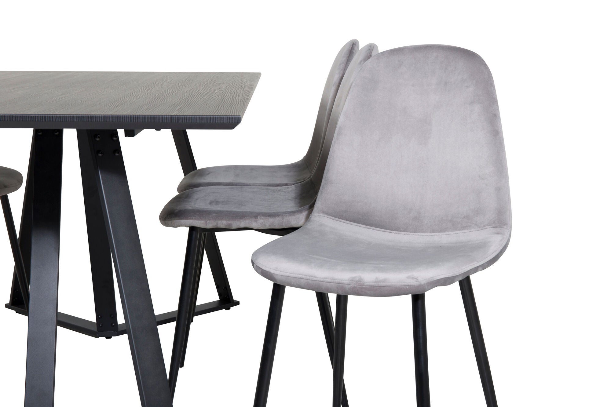 Venture Home Marina spisebord - Black top / Black Legs +Polar Spisebordsstol - Black legs / Light Grey Velvet (ersätter 19902-885)_6