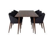 Venture Home Polar spisebord 180 cm - Walnut top - Walnut Legs+Arch Spisebordsstol - Walnut Legs - Black Fabric_6