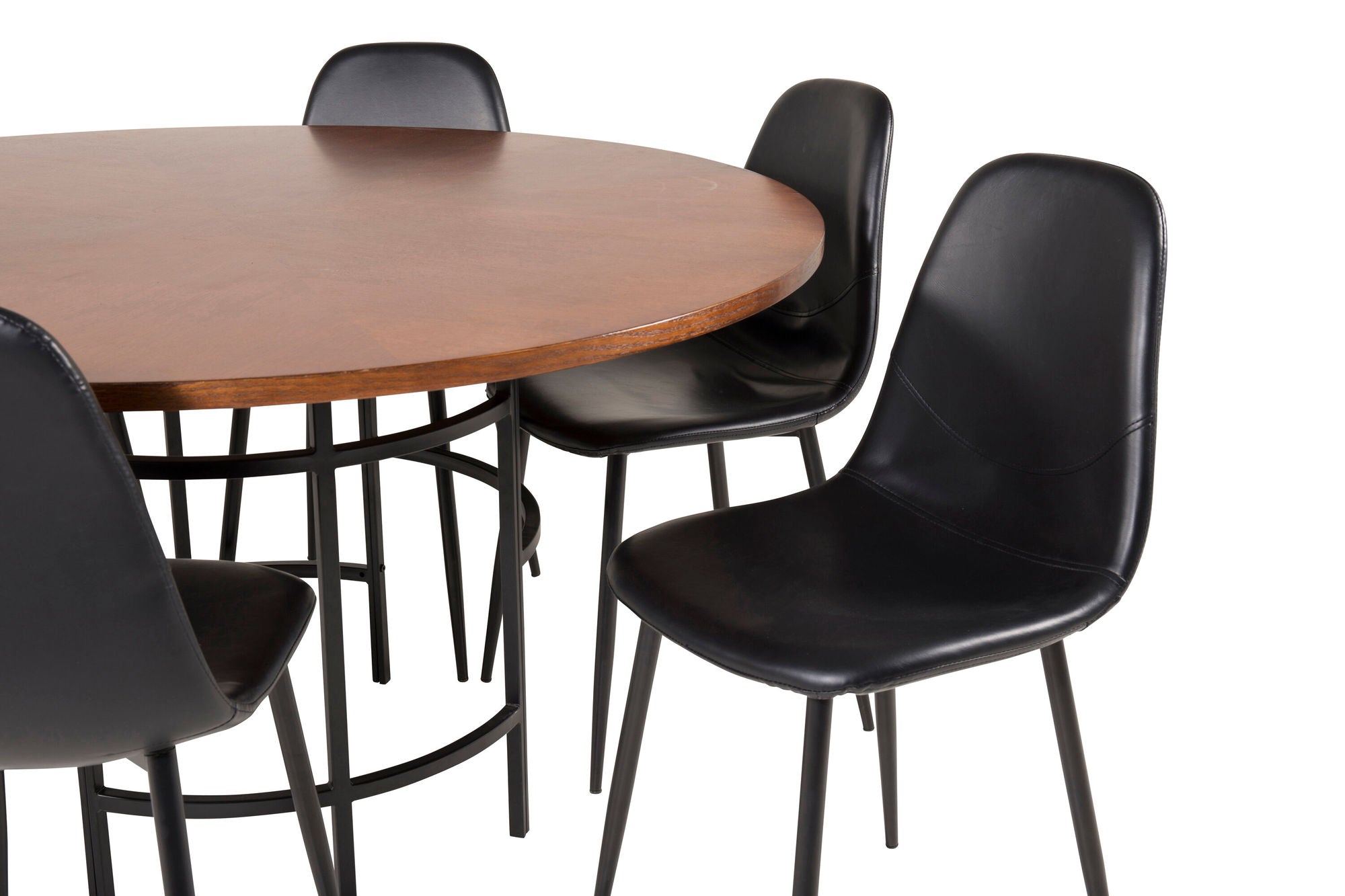 Venture Home Copenhagen - spisebord round - Brown / Black+Polar Matstol - Svart / Svart PU _6
