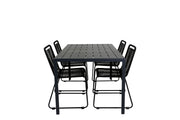 Venture Home Break bord 150*90 - Black/Black+Lindos Stacking stol - Black Alu / Black Rope_4