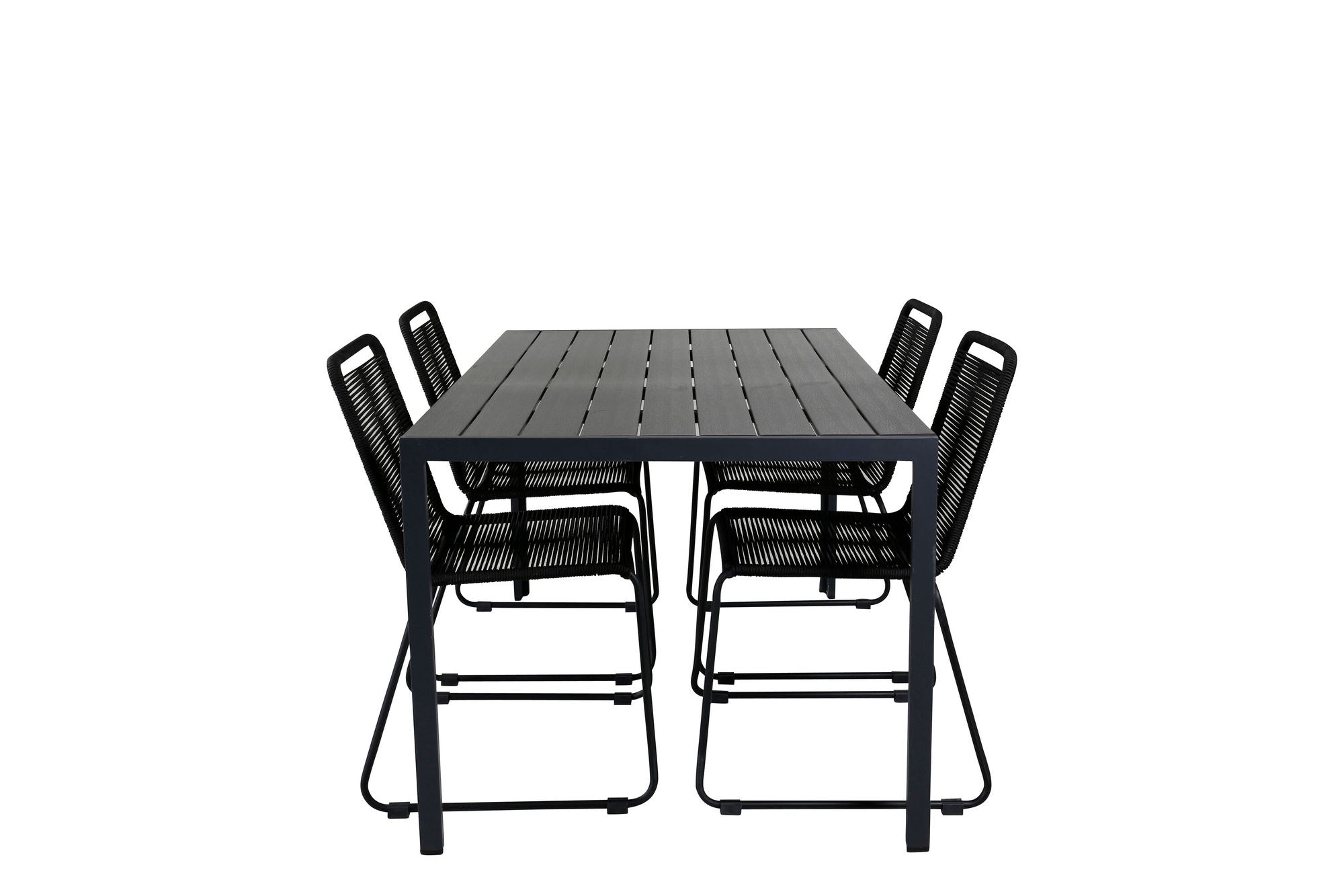 Venture Home Break bord 150*90 - Black/Black+Lindos Stacking stol - Black Alu / Black Rope_4