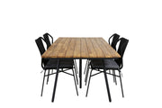 Venture Home Chan spisebord - Black Steel / Acacia (teak look) - 200cm+Julian Spisebordsstol - Black Steel / Black Rope (stackable)_4