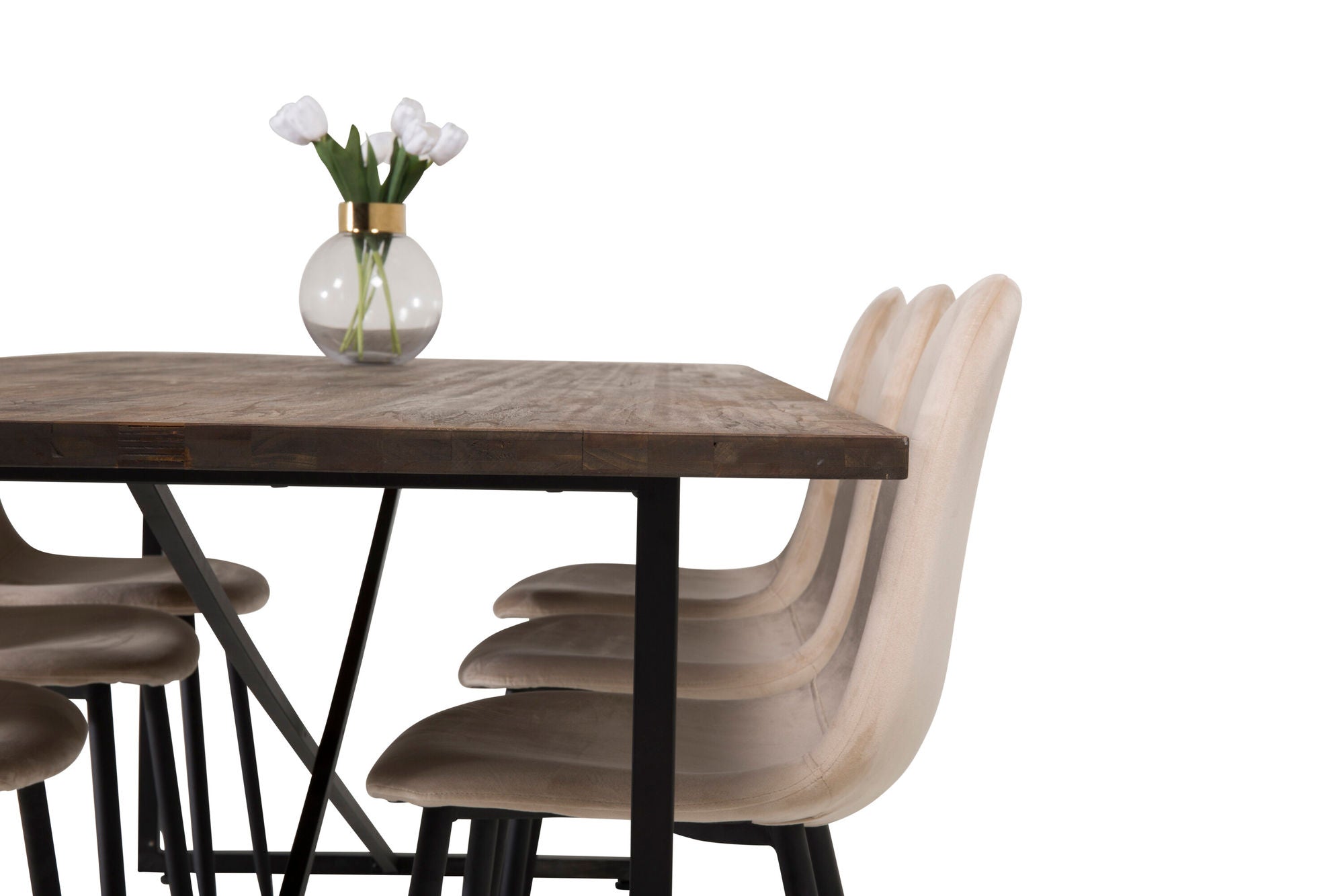 Venture Home Padang Matbord - Svart / mörk Teak - 250*100*H76+Polar Spisebordsstol - Black legs / Beige Velvet_6
