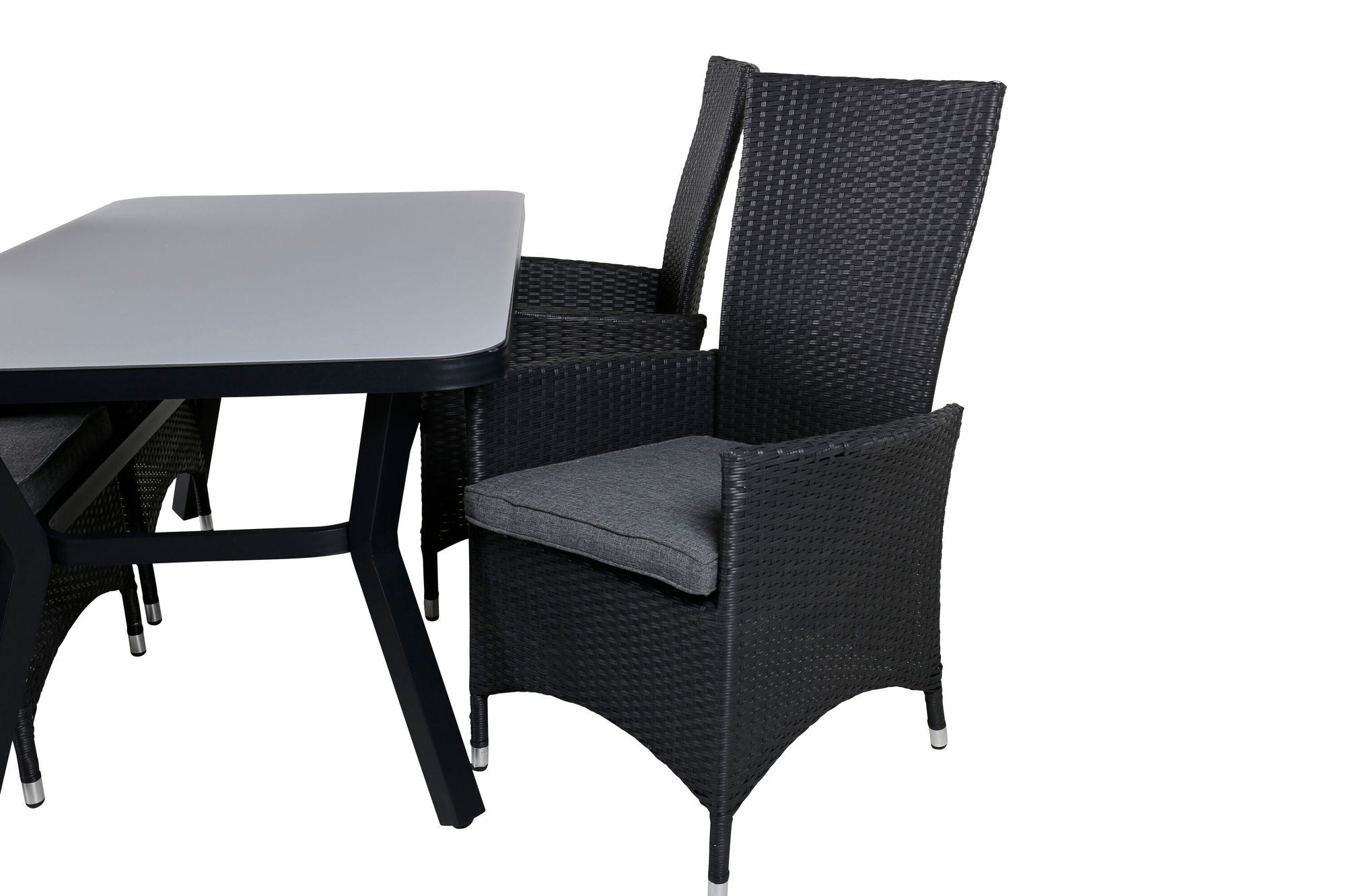 Venture Home Virya spisebord - BLACK Alu / Grey Glass - small bord+Padova stol (Recliner) - Black/Grey_4