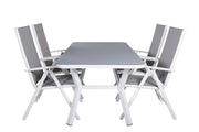 Venture Home Virya spisebord - White Alu / Grey Glass - small bord+Break 5:pos stol - White/Grey_4
