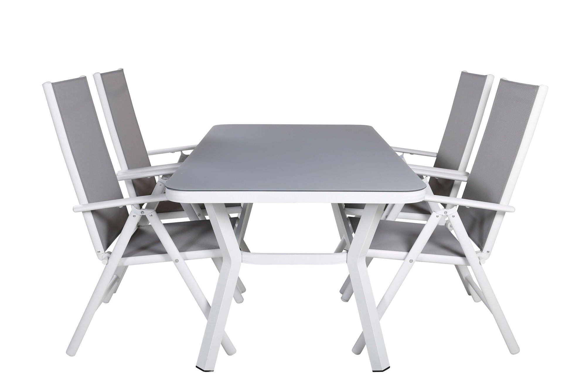 Venture Home Virya spisebord - White Alu / Grey Glass - small bord+Break 5:pos stol - White/Grey_4