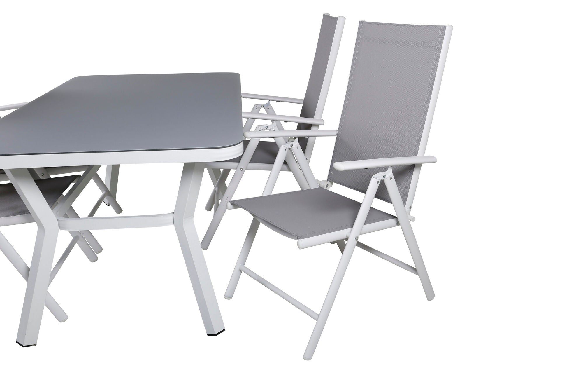 Venture Home Virya spisebord - White Alu / Grey Glass - small bord+Break 5:pos stol - White/Grey_4