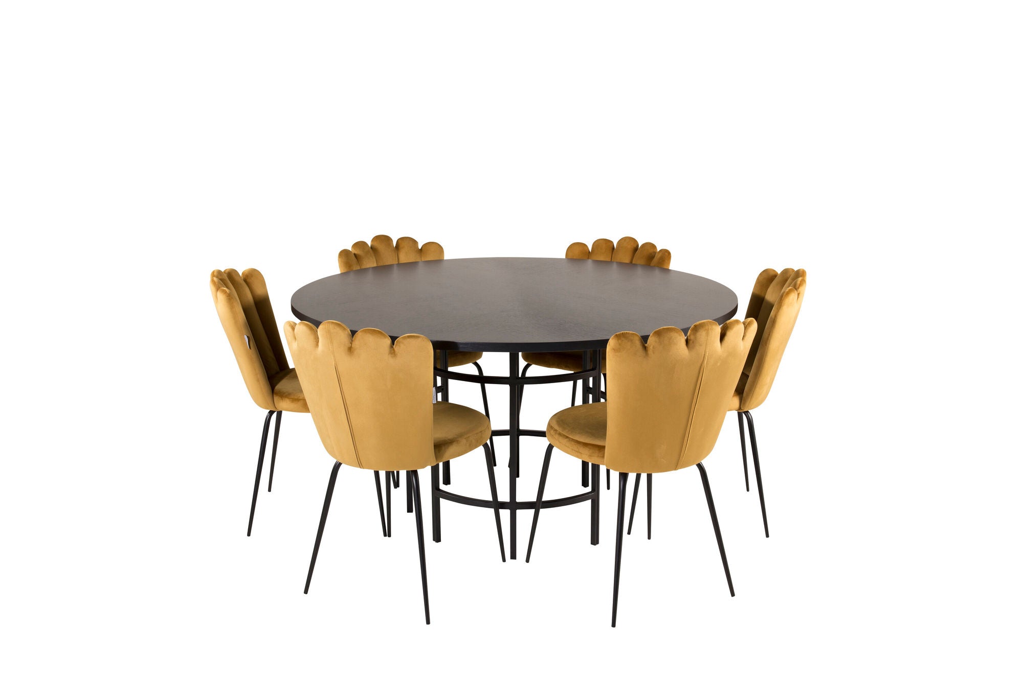 Venture Home Copenhagen - spisebord round - Black / Black+Limhamn Light - stol - Gold Velvet_6