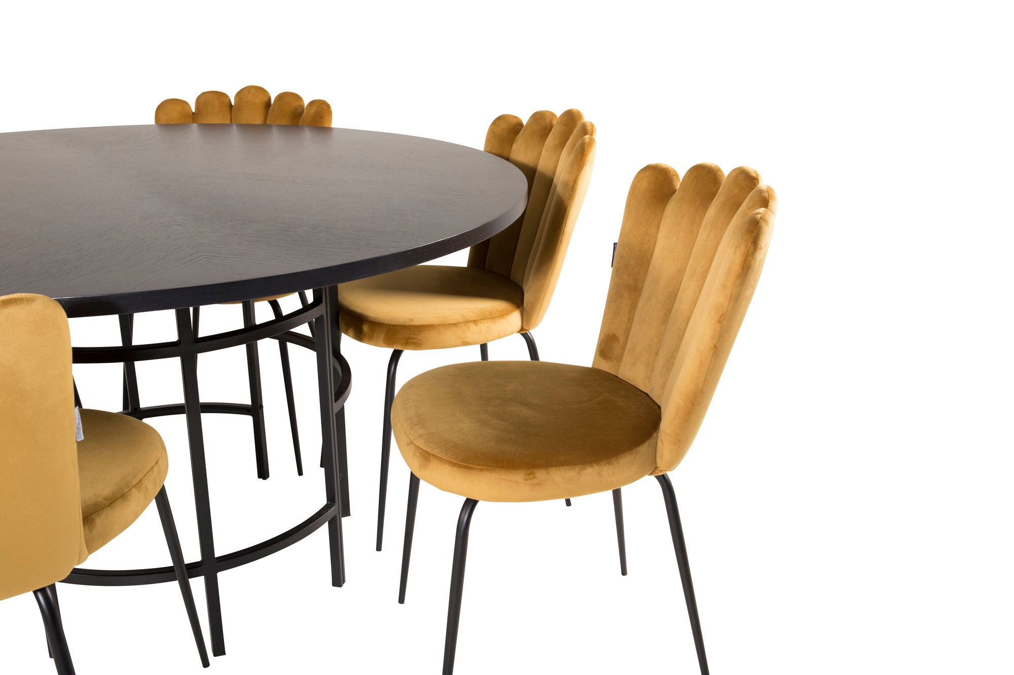 Venture Home Copenhagen - spisebord round - Black / Black+Limhamn Light - stol - Gold Velvet_6