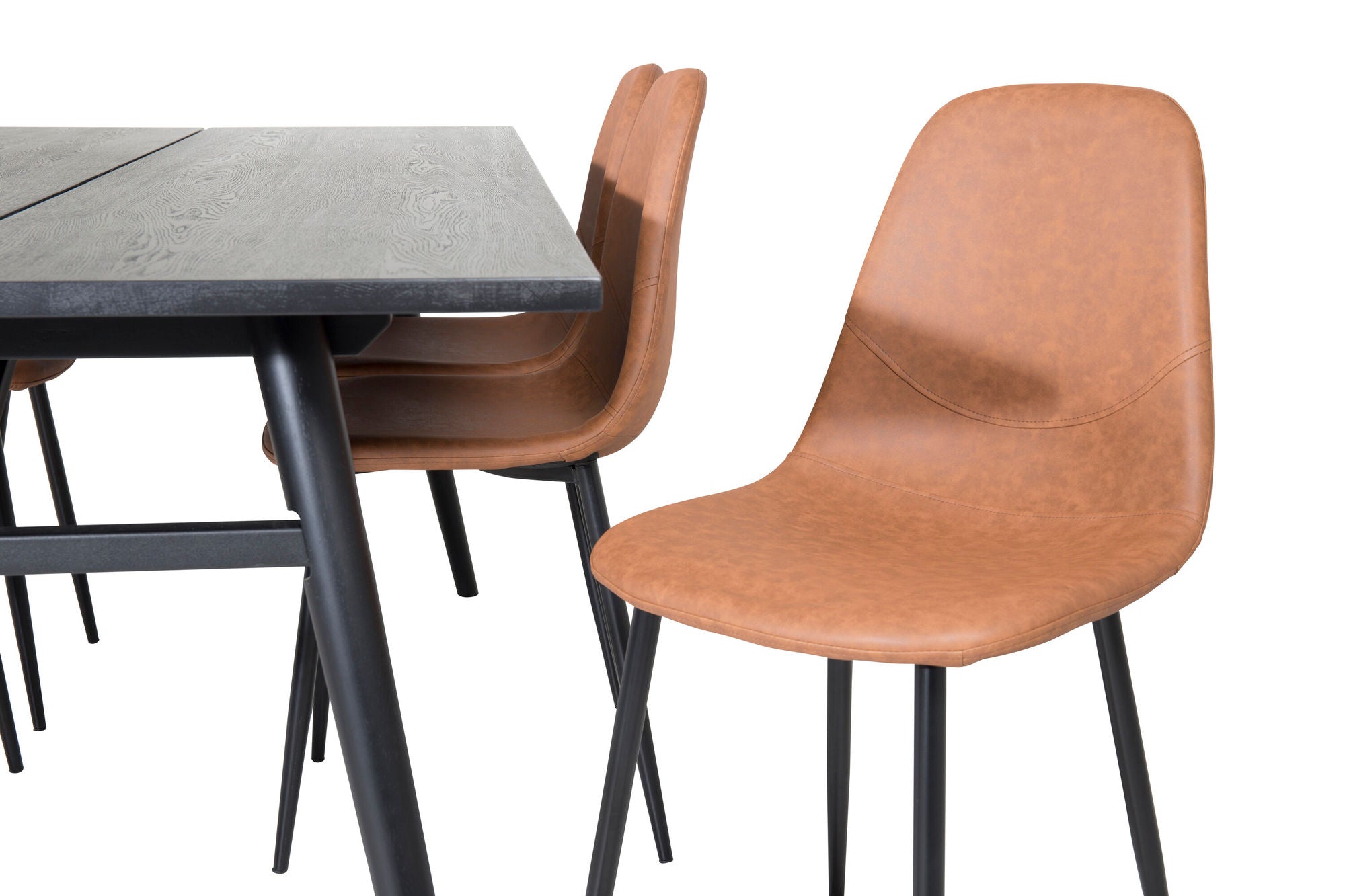 Venture Home Sleek Extentionbord Black Brushed - 195*95+Polar Spisebordsstol - Brown / Black _6