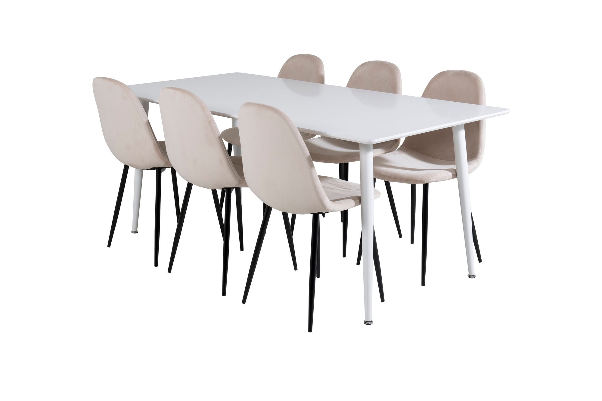 Venture Home Polar spisebord 180 cm - White top / White Legs+Polar Spisebordsstol- Black legs / Beige Velvet (ersätter 19902-880)_6
