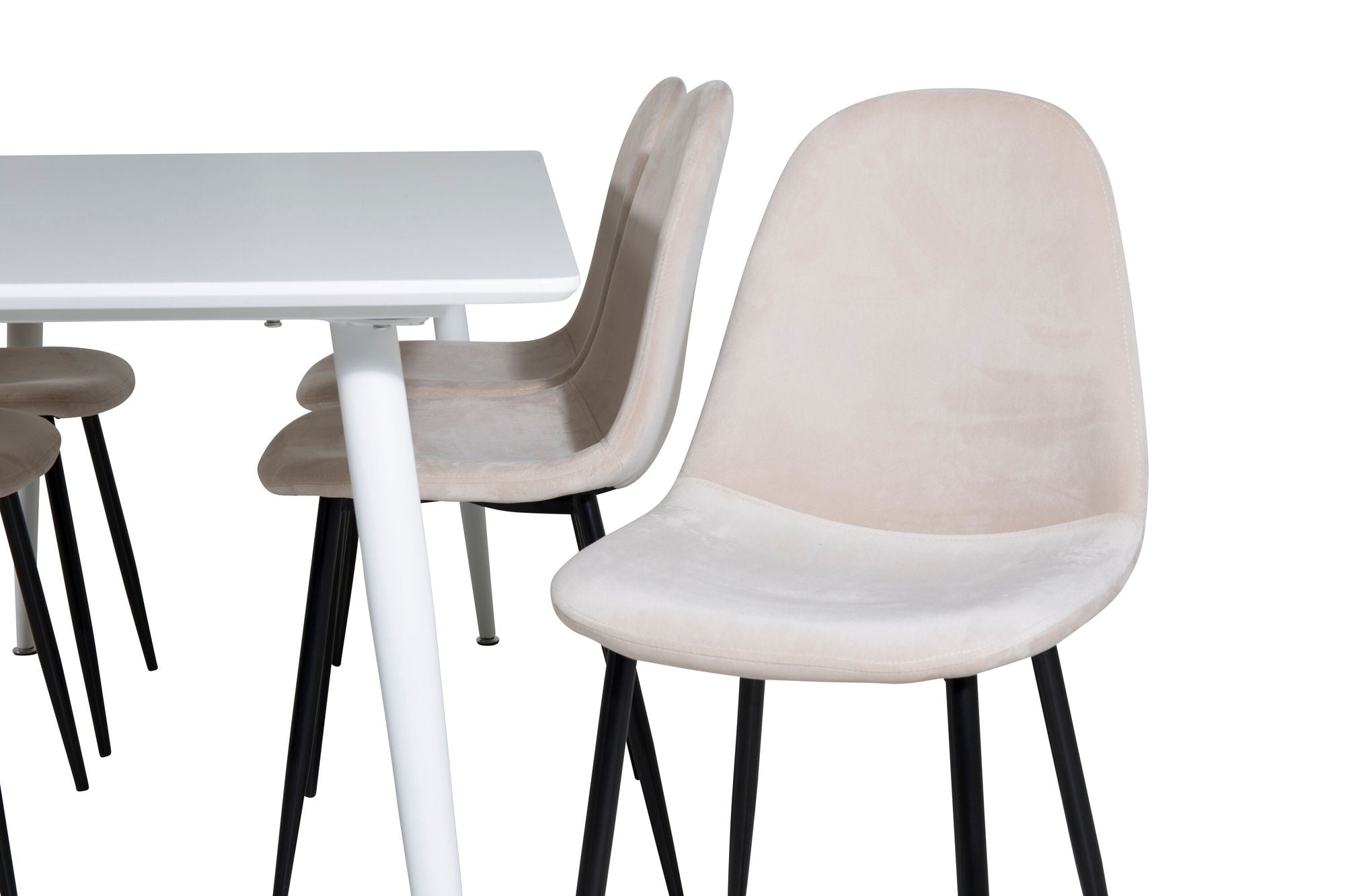 Venture Home Polar spisebord 180 cm - White top / White Legs+Polar Spisebordsstol- Black legs / Beige Velvet (ersätter 19902-880)_6