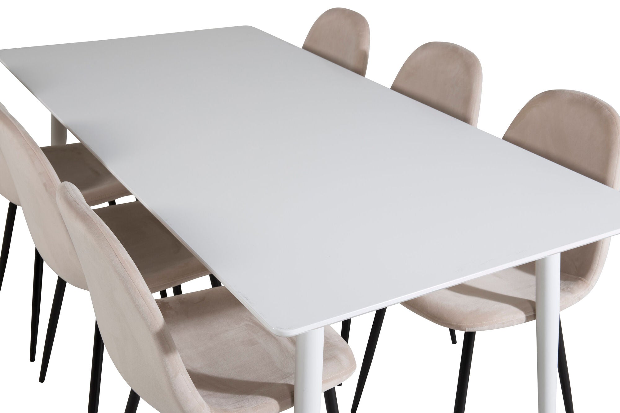 Venture Home Polar spisebord 180 cm - White top / White Legs+Polar Spisebordsstol- Black legs / Beige Velvet (ersätter 19902-880)_6