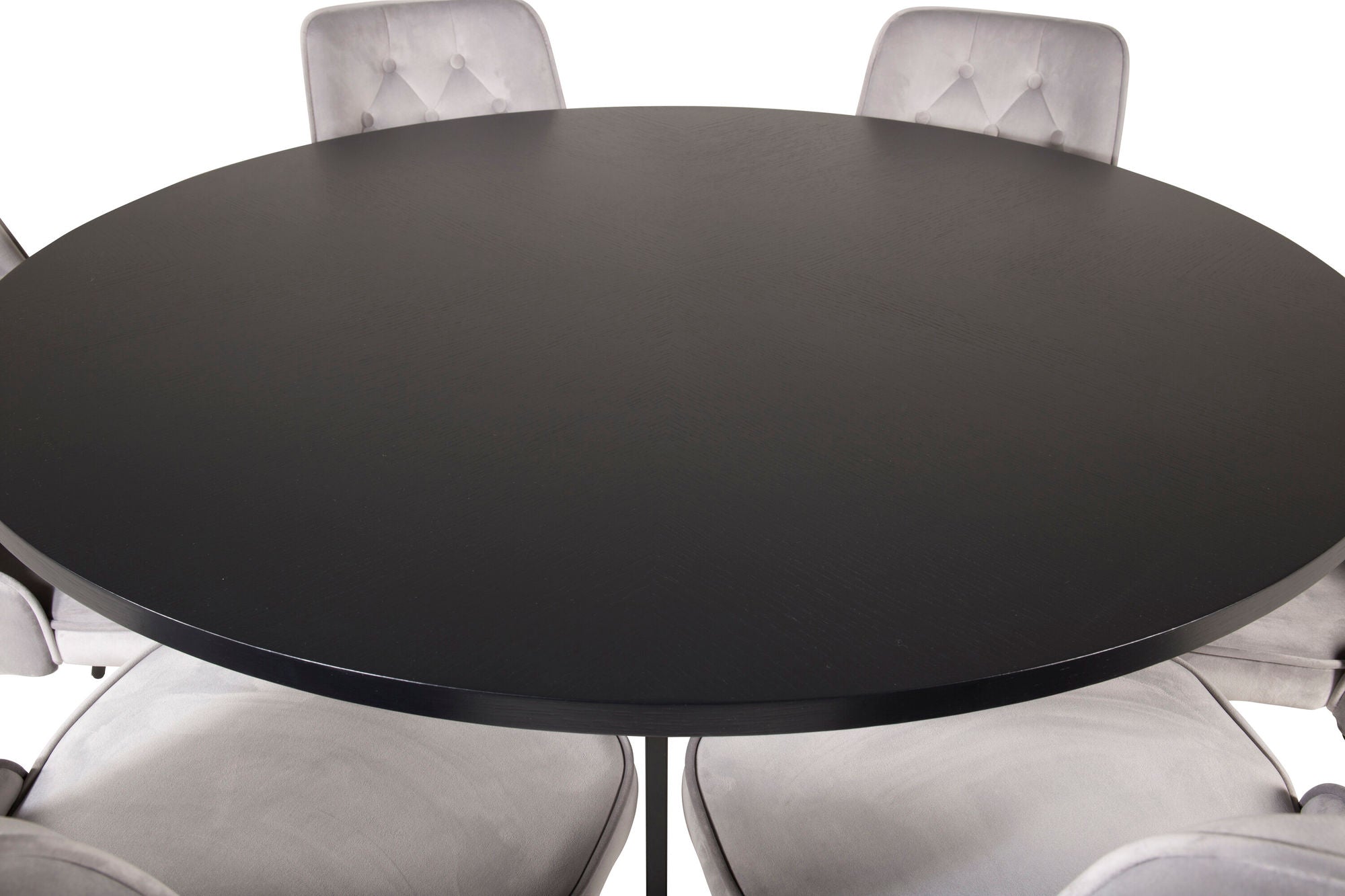 Venture Home Copenhagen - spisebord round - Black / Black+Velvet Deluxe Spisebordsstol - Black legs / Light Grey velvet_6
