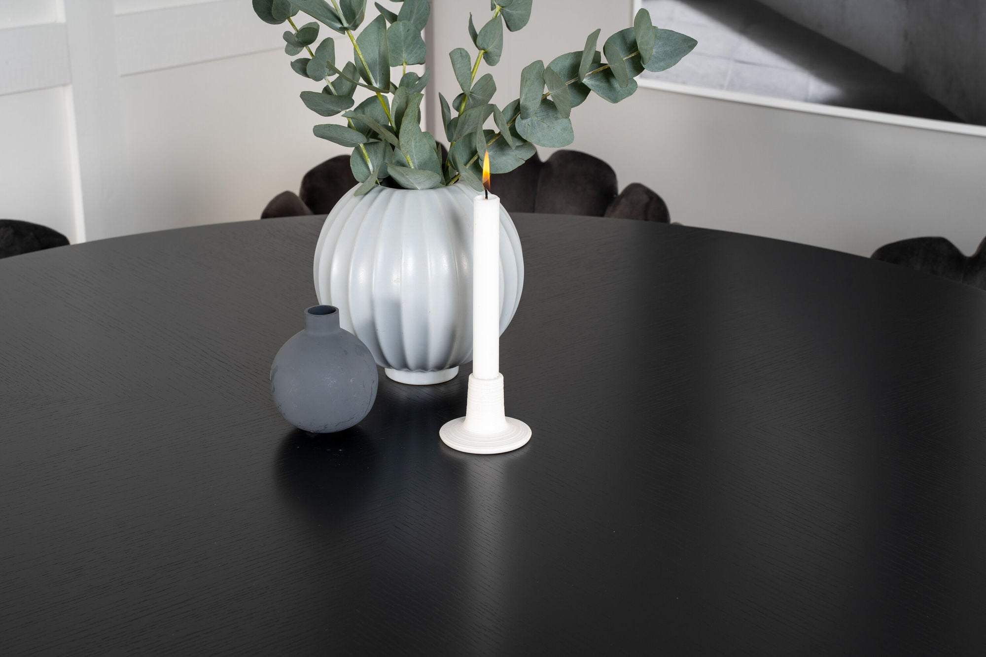Venture Home Copenhagen - spisebord round - Black / Black+Limhamn - stol - Grey Velvet_6